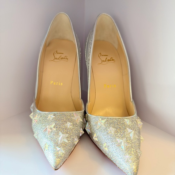 Christian Louboutin Iridescent Silver Pointed Stiletto Pumps - Picture 3 of 9